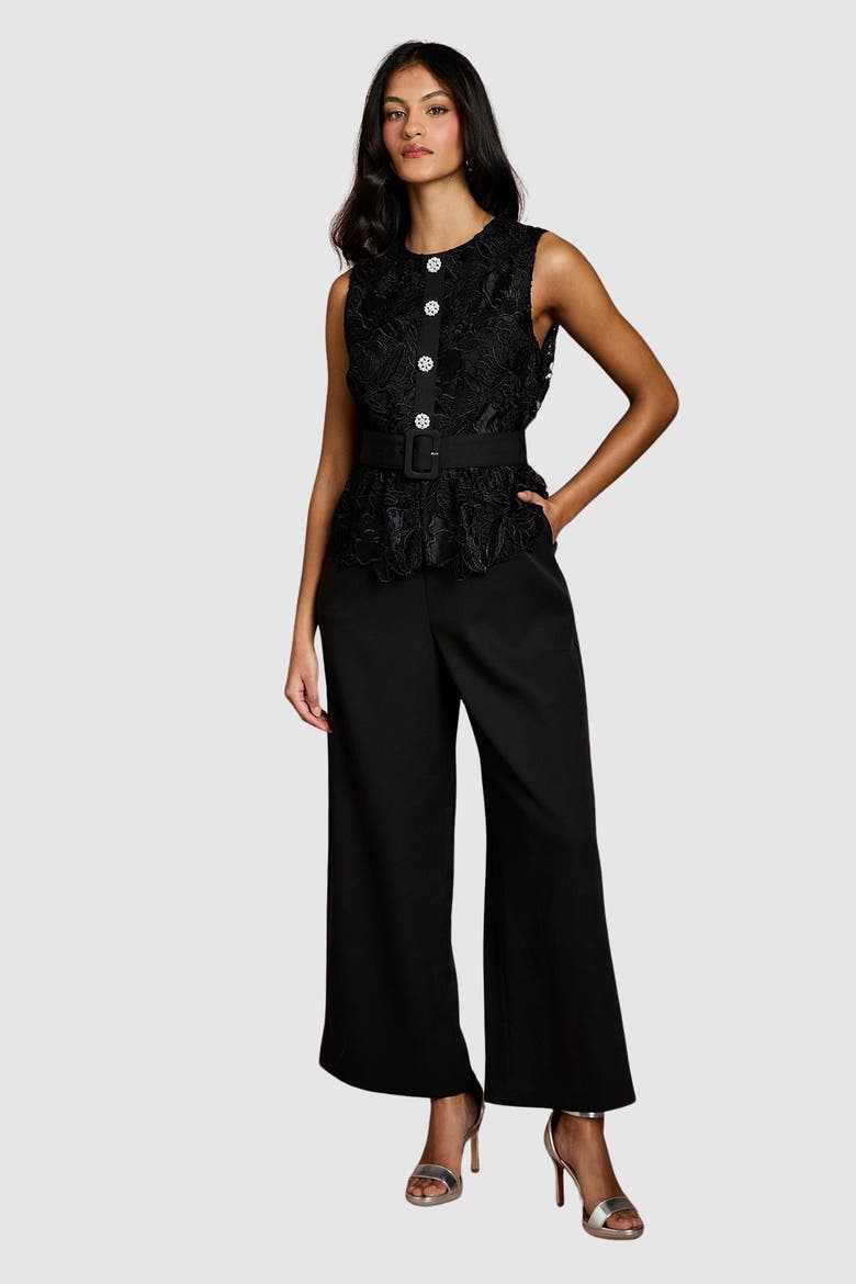 Petite Lace Jumpsuit, Main, color, Black