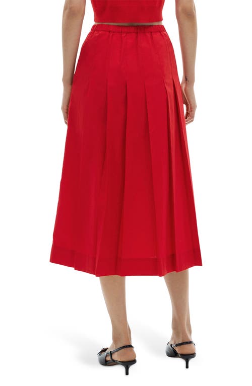 Mango Pleated Cotton Midi Skirt In Red