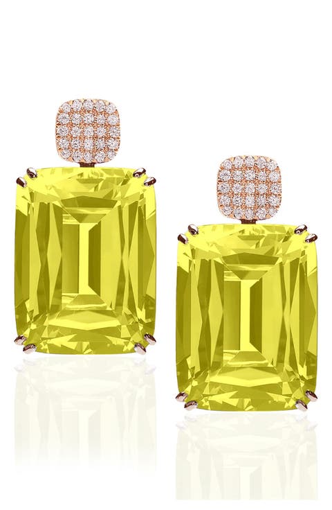 Gossip Cushion Cut Drop Earrings