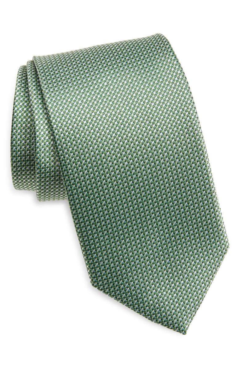 David Donahue Jacquard Silk Tie, Main, color, Green