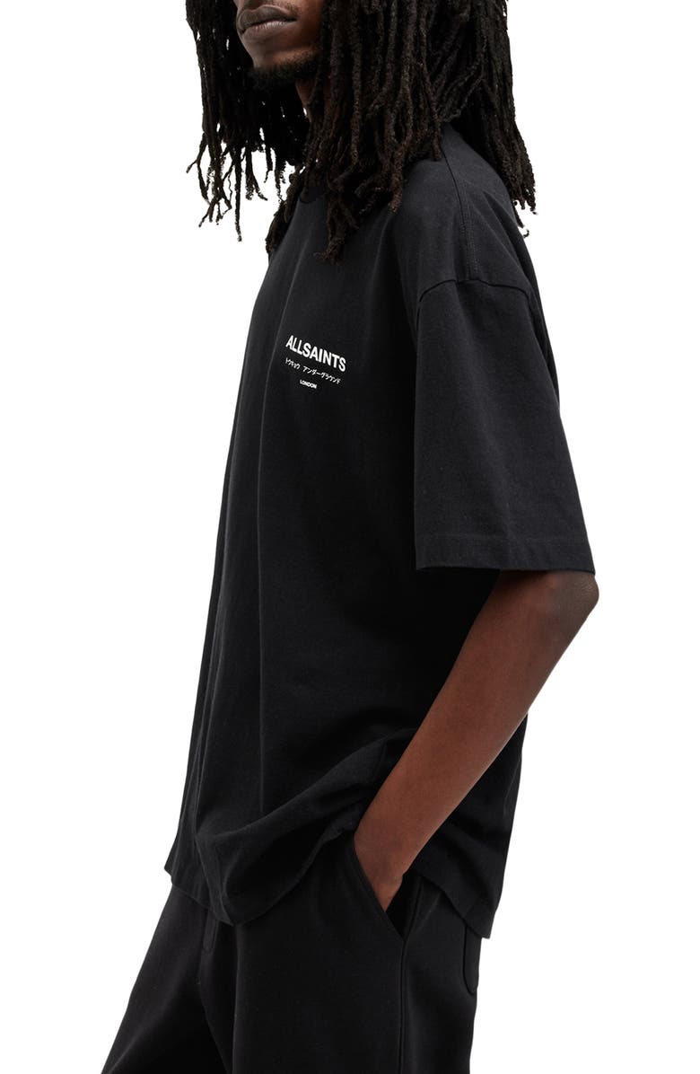 AllSaints Underground Oversize Graphic T-Shirt, Alternate, color, Jet Black