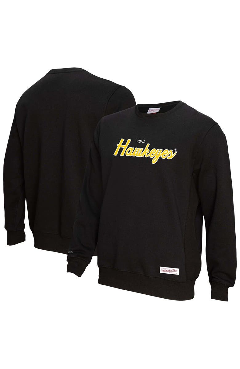 Mitchell & Ness Men's Mitchell & Ness Black Iowa Hawkeyes Elite Script Pullover Sweatshirt, Alternate, color, Black