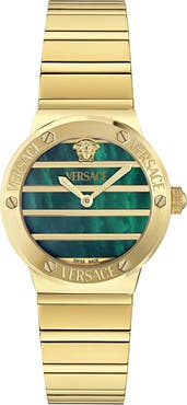 Versace Greca Logo Mother-of-Pearl Bracelet Watch, 33mm