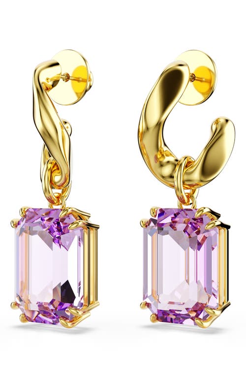 Swarovski Millenia Emerald Cut Crystal Drop Earrings In Purple
