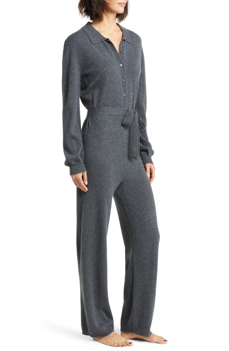 Nordstrom Tie Waist Cashmere Jumpsuit, Alternate, color, 
