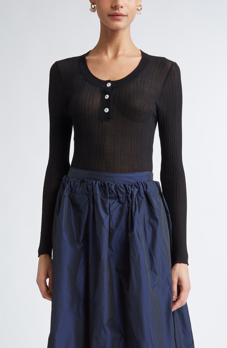 NACKIYÈ Keep Close Cotton & Silk Rib Henley, Main, color, 