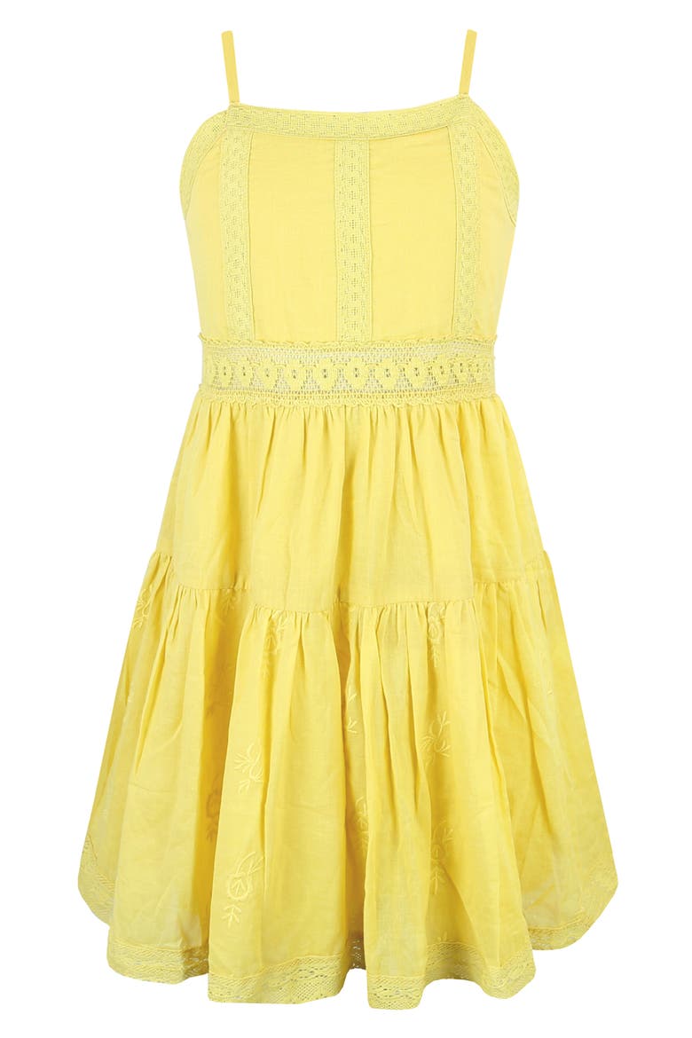 Kids' Embroidered Tiered Cotton Dress, Main, color, YELLOW