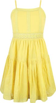 Zunie Kids' Embroidered Tiered Cotton Dress