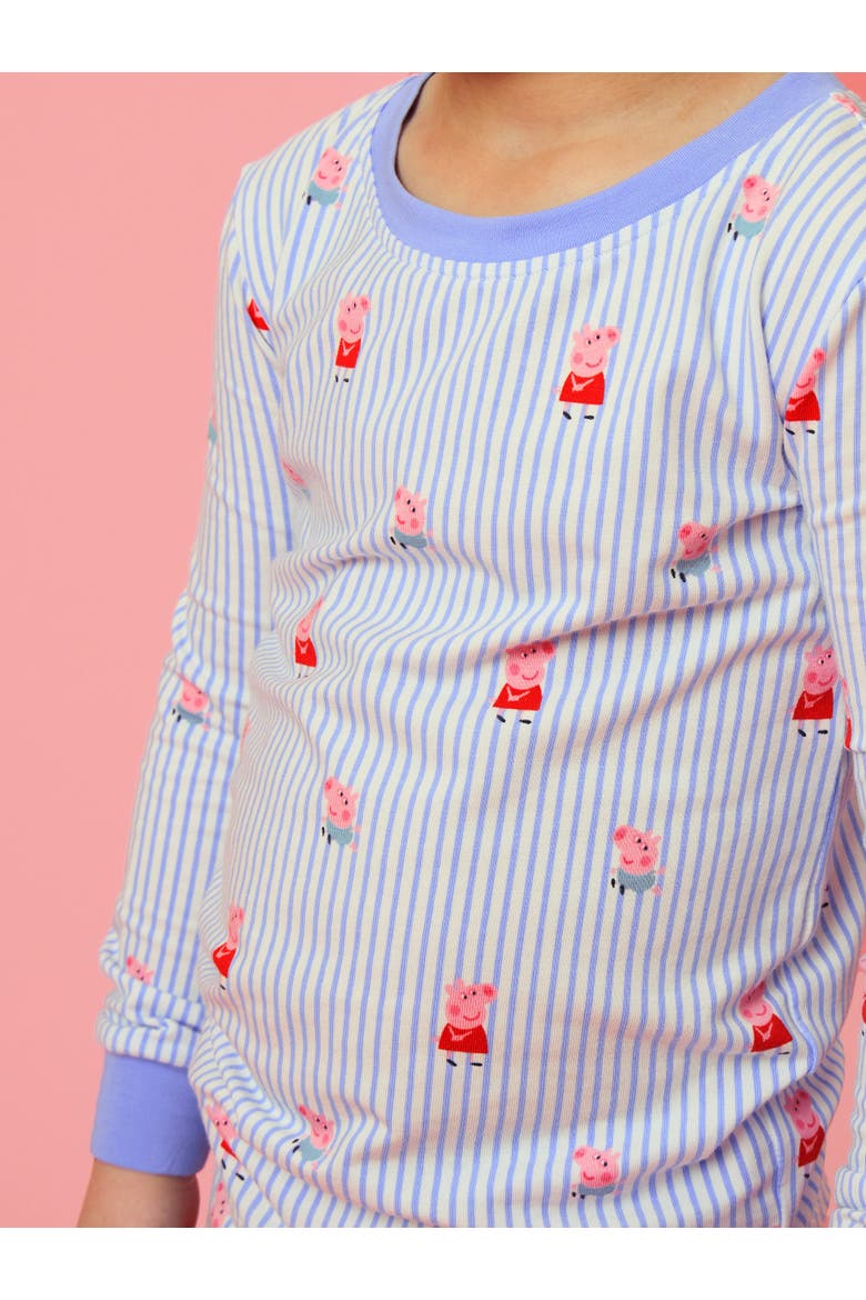 Peppa Pig & George Long Sleeve Pajama Set, Modal Blend, Alternate, color, Peri Stripe Peppa Pig & George