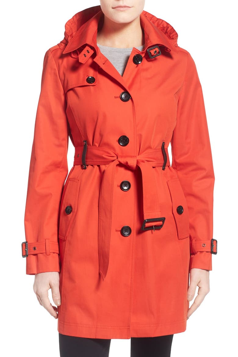 Single Breasted Raincoat, Main, color, GRENADINE