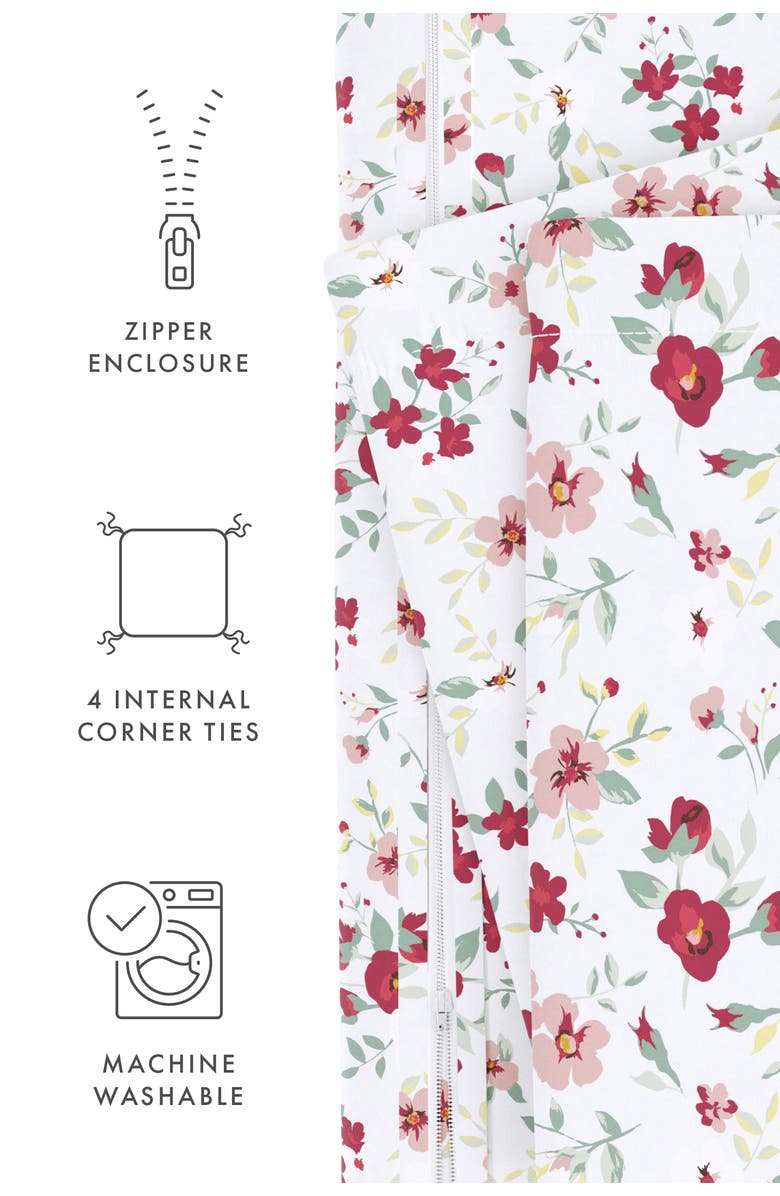 HOMESPUN HOME SPUN Premium Ultra Soft 3-Piece Blossoms Print Duvet Cover Set, Alternate, color, Pink