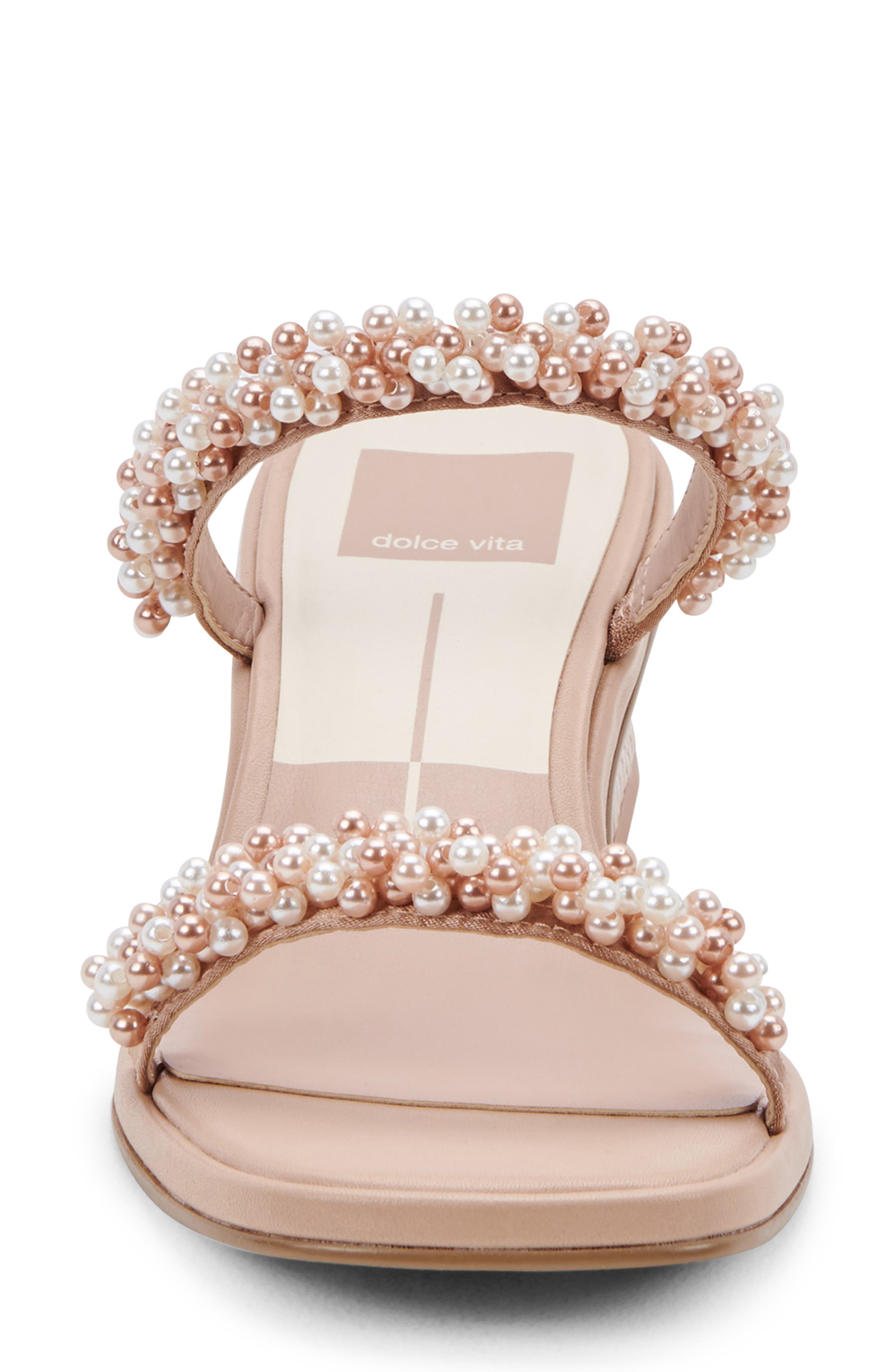 River Imitation Pearl Slide Sandal, Alternate, color, BLUSH MULTI PEARLS