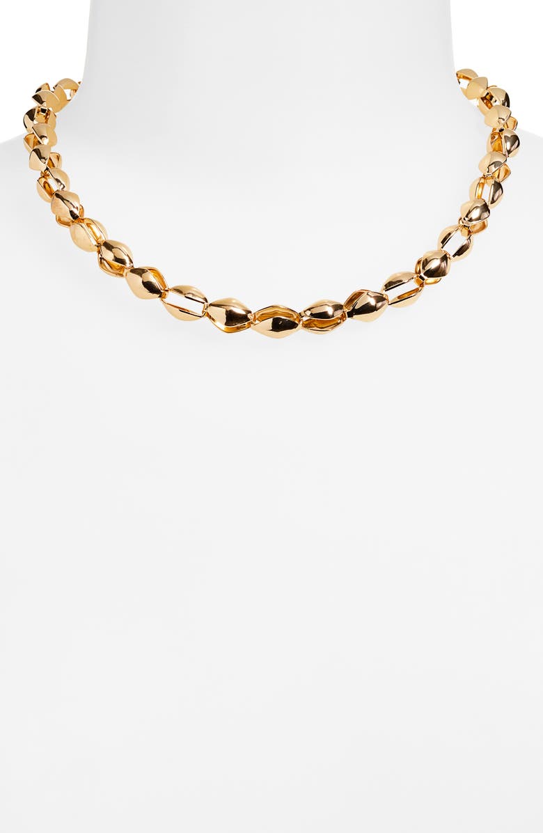Open Edit Clamshell Link Chain Necklace, Alternate, color, Gold