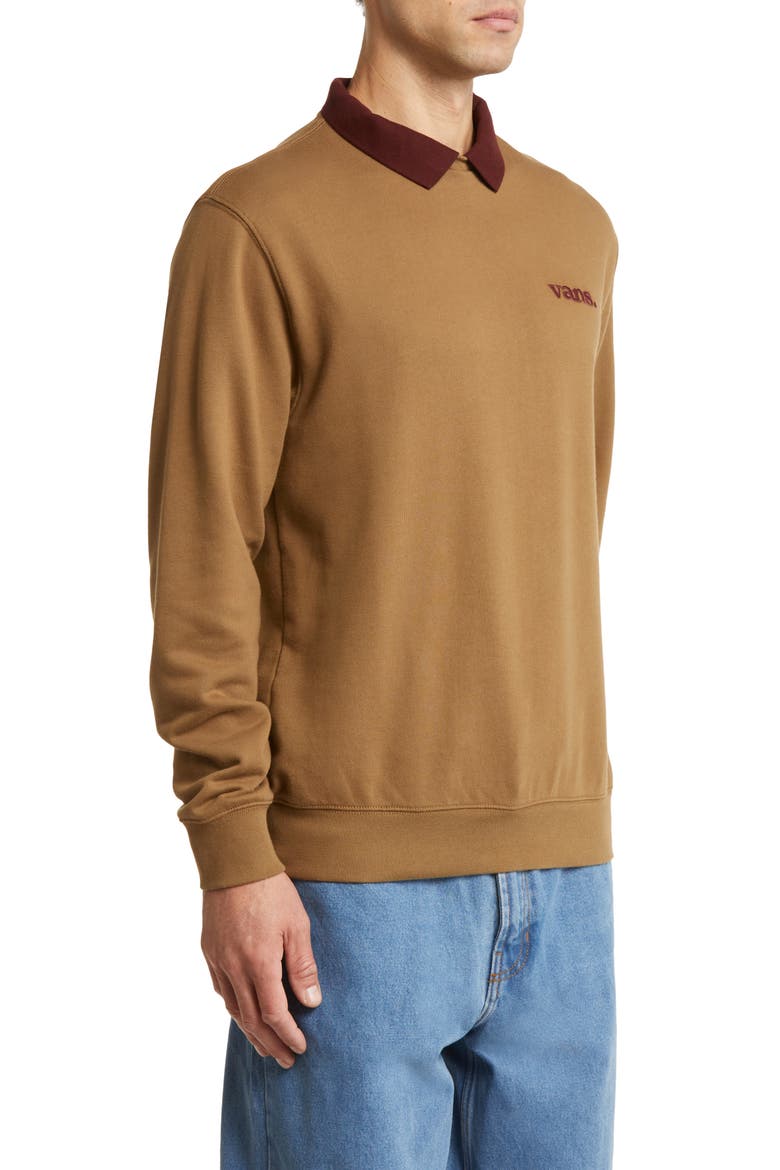 Spread Collar Cotton Blend Sweatshirt, Alternate, color, KANGAROO