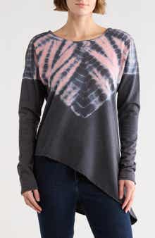 GO COUTURE Tie Dye Asymmetrical High-Low Hem Sweater