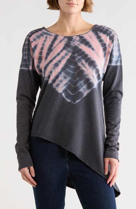 GO COUTURE Tie Dye Asymmetrical High-Low Hem Sweater