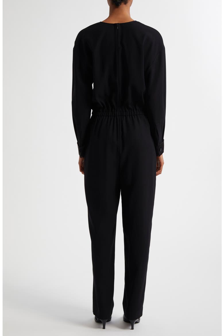 Tuxedo Long Sleeve Jumpsuit, Alternate, color, SOLID BLACK