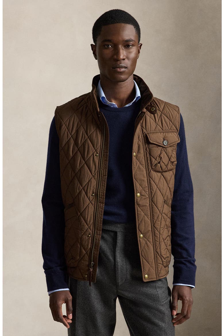 Beaton Quilted Vest, Alternate, color, BROWN