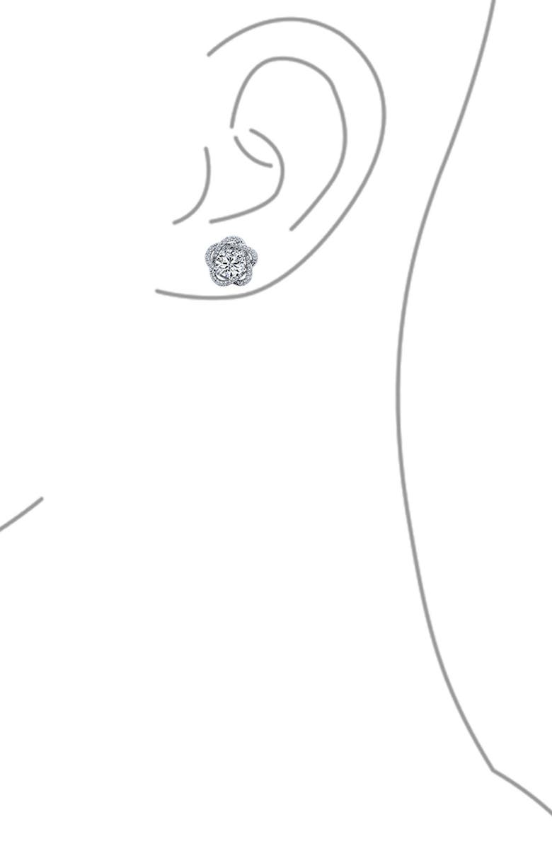 BLING JEWELRY Bridal Rose CZ Clip-On Earrings, Alternate, color, Clear