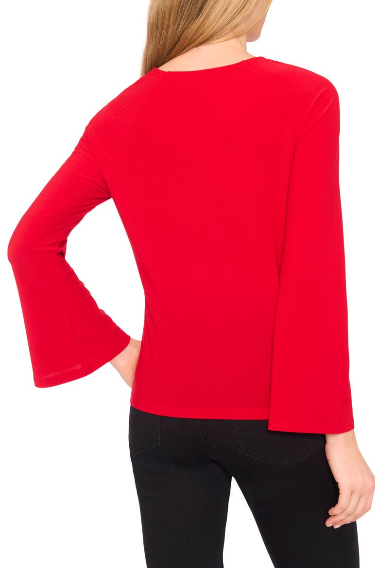 Pearly Bow Knit Top, Alternate, color, LUMINOUS RED