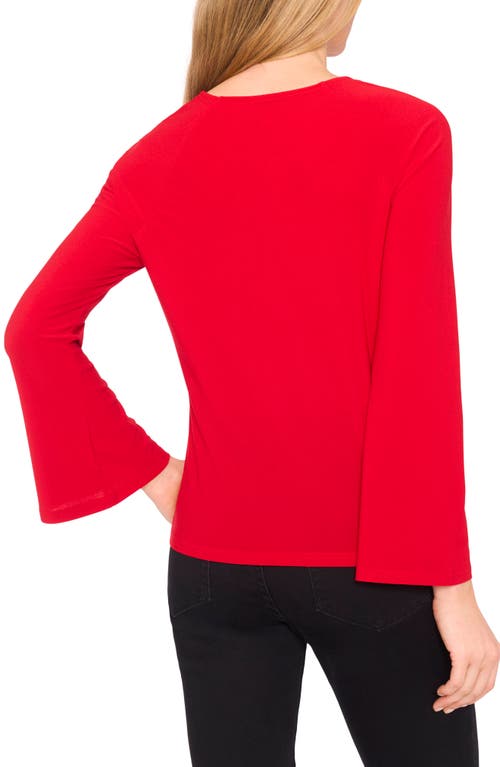 Cece Pearly Bow Knit Top In Red