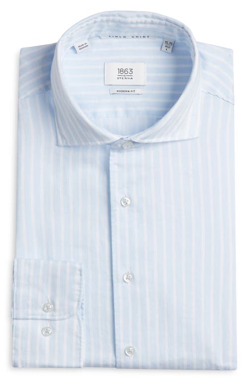 1863 By Eterna Soft Luxury Modern Fit Stripe Non-iron Dress Shirt In Blue