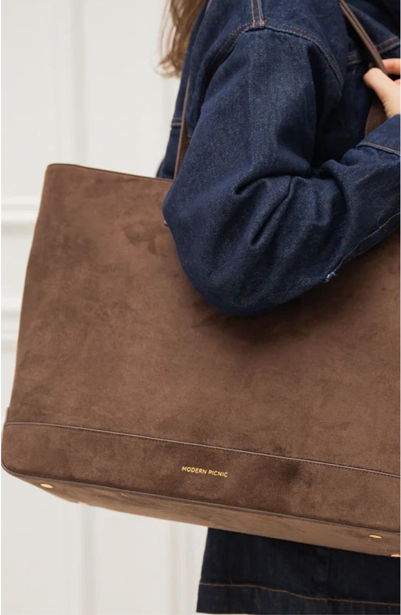 Modern Picnic THE BROWN SUEDE TOTE, Alternate, color, Brown Suede