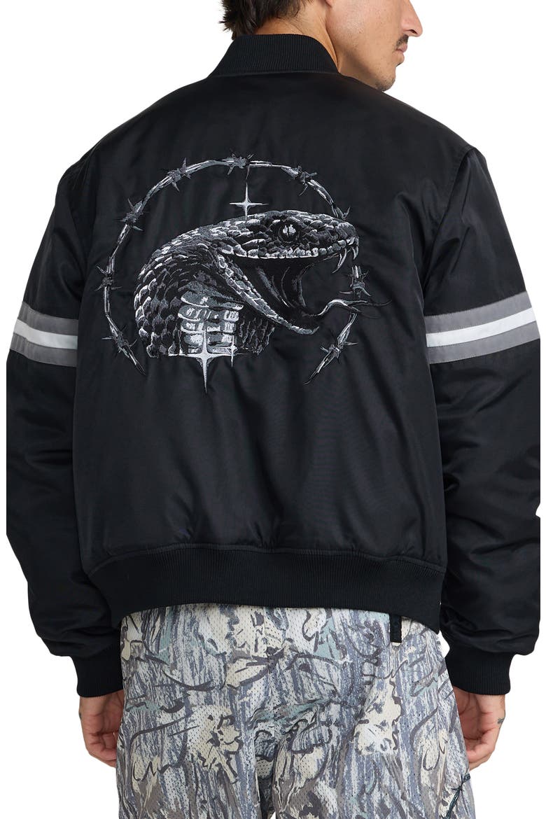 x Tapout Satin Bomber Jacket, Alternate, color, BLACK