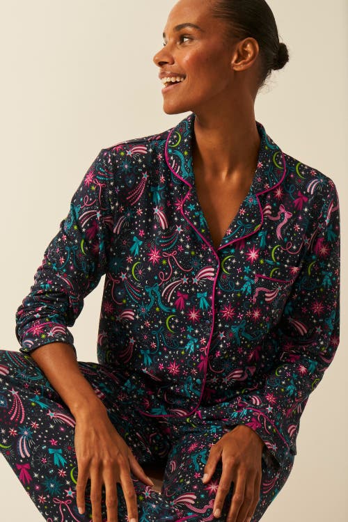 Stripe & Stare Long Pyjama Set In Blue