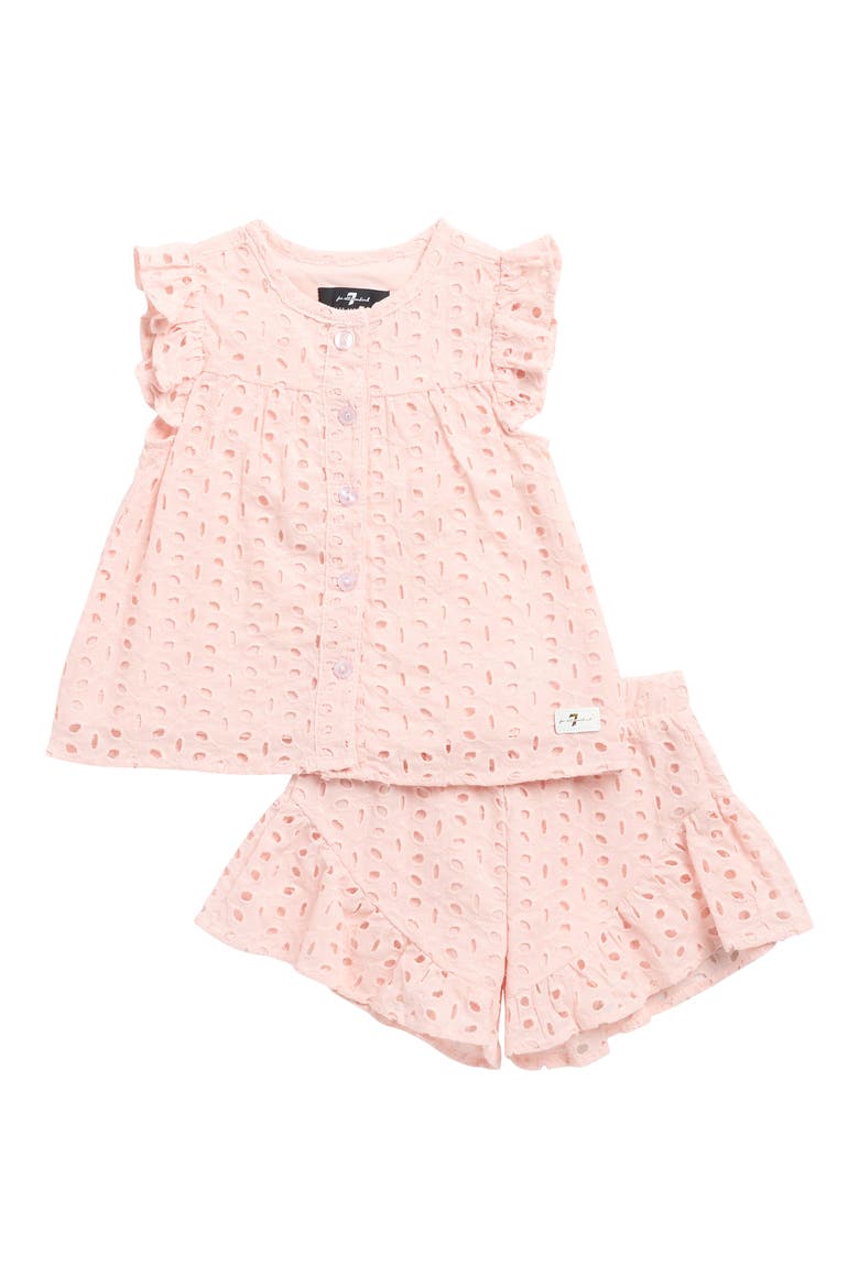 Ruffle Detail Co-Ord Top & Shorts Set, Main, color, PALE PINK