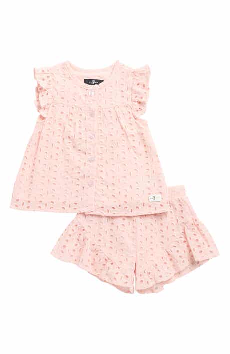 7 For All Mankind Eyelet Ruffle Top & Shorts Set