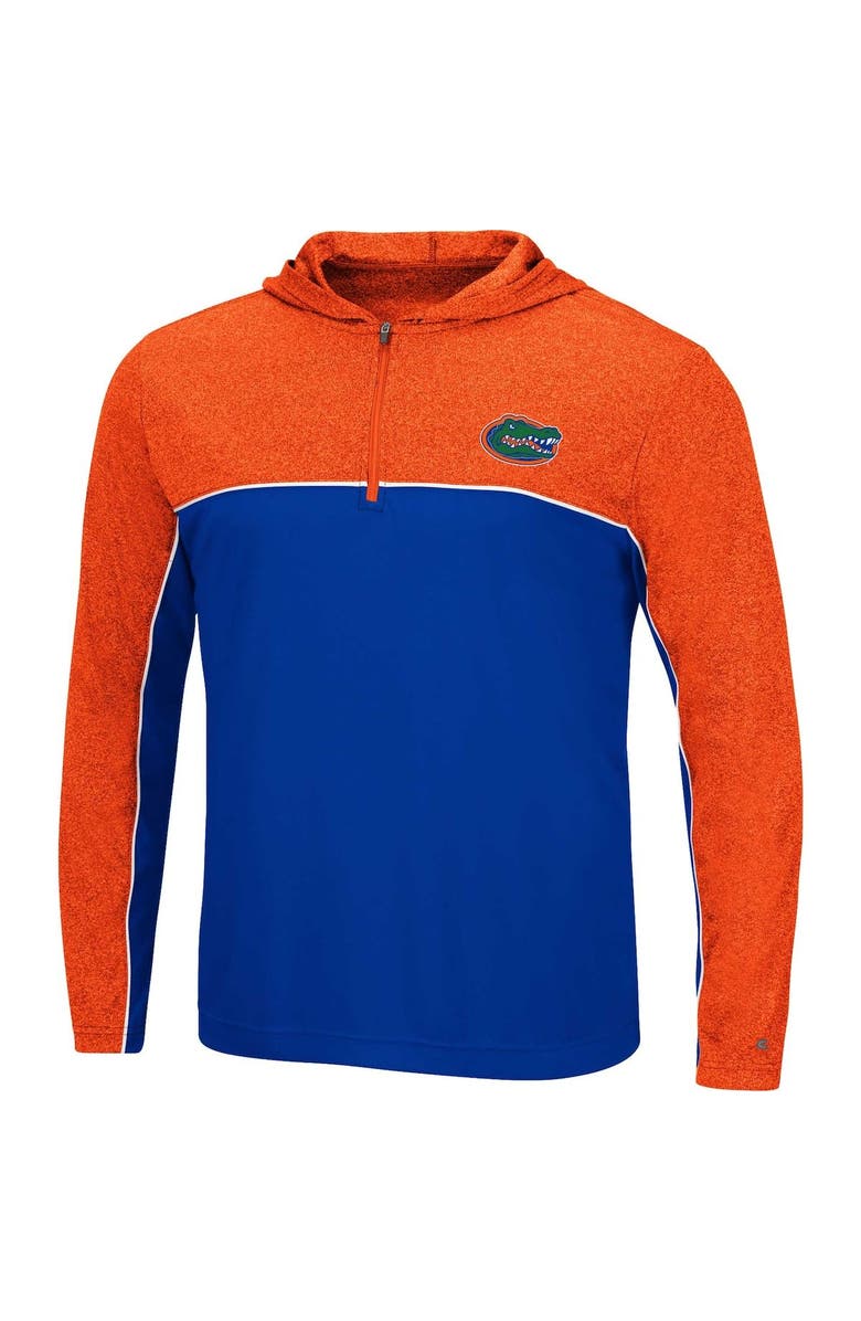COLOSSEUM Men's Colosseum Royal/Heathered Orange Florida Gators Flick Quarter-Zip Hoodie Windshirt, Alternate, color,