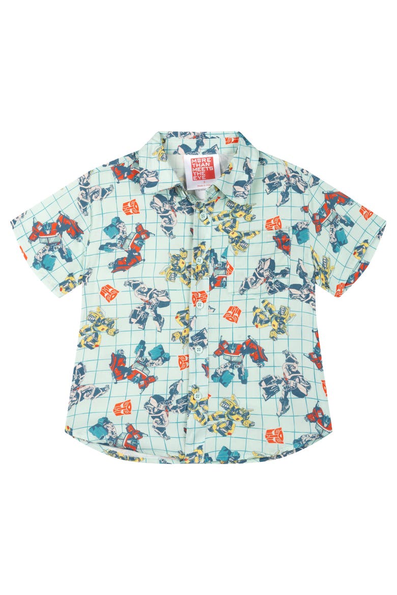 Short Sleeve Button-Down Shirt, Main, color, Transformers Blue