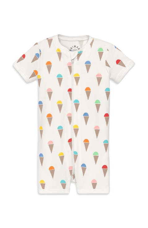 Baby Organic Zip Shortie In Rainbow Scoops