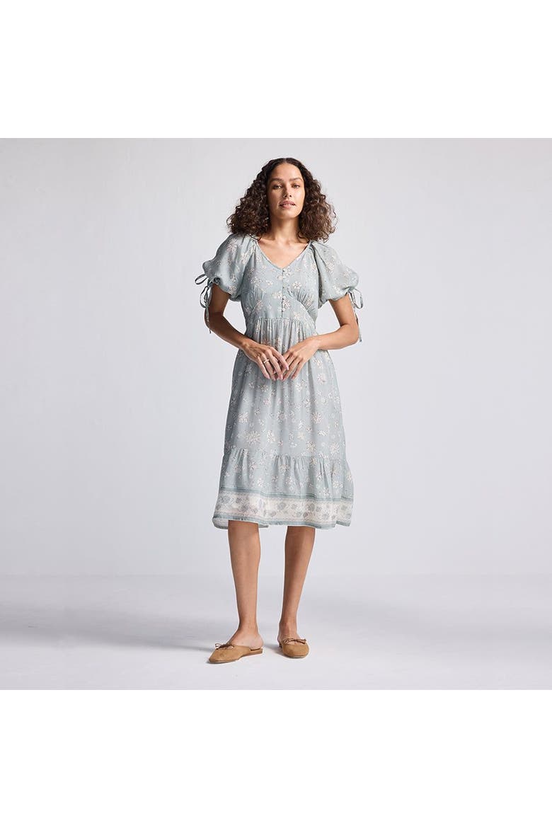 Puff Sleeve Midi Dress, Alternate, color, Sage Green