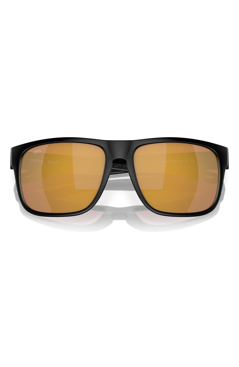 Costa Del Mar 59mm Polarized Square Sunglasses, Alternate, color, Matte Black/ Gold Mirror