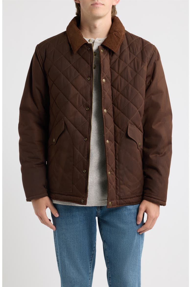 Waxed Cotton Quilted Countryman's Jacket, Main, color, BROWN