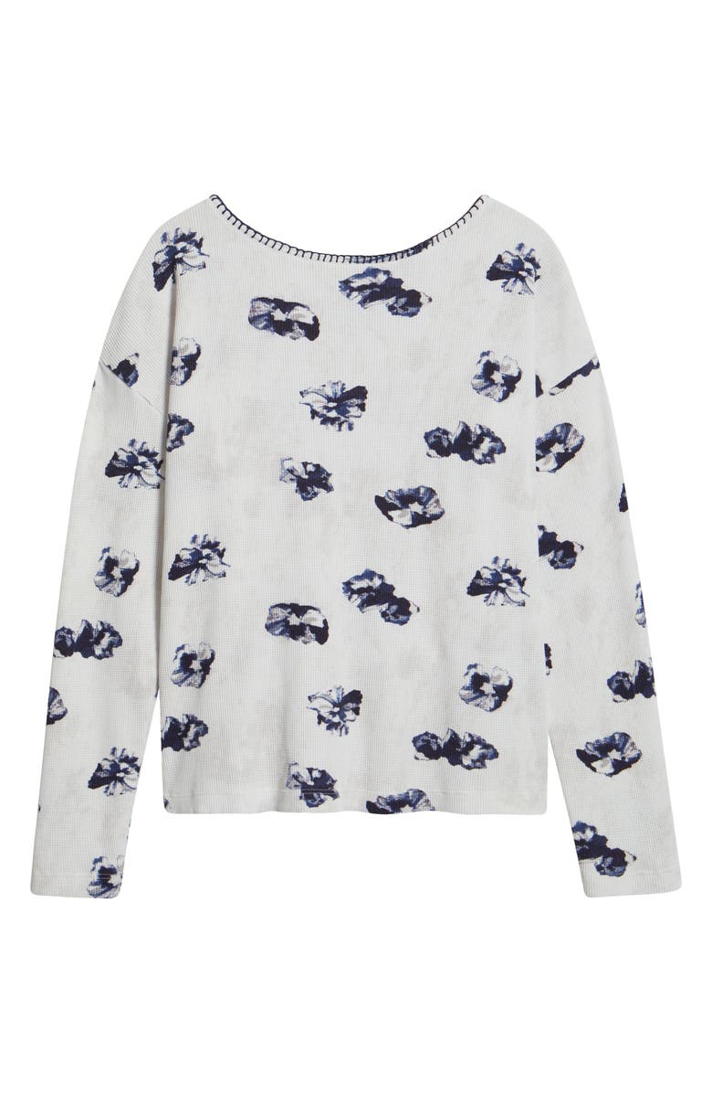 NZT by NIC+ZOE Stamped Floral Long Sleeve Waffle Knit Top, Alternate, color, Cream/ Grey Multi