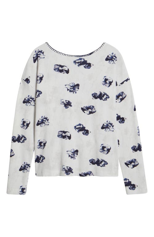 Nzt By Nic+zoe Stamped Floral Long Sleeve Waffle Knit Top
