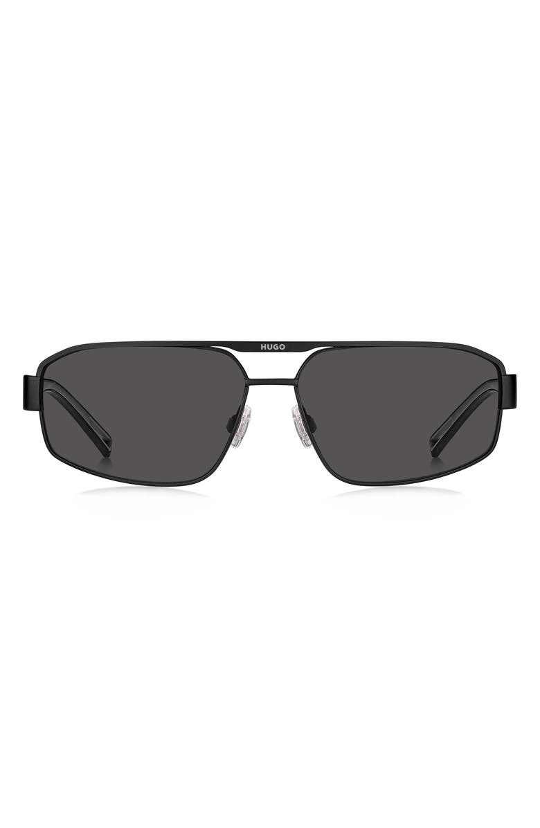 BOSS 60mm Navigator Sunglasses, Main, color, Matte Black/ Grey