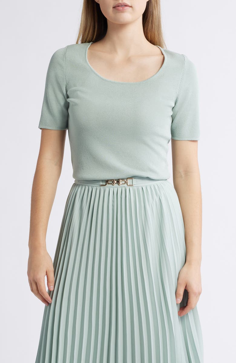 Anne Klein Scoop Neck Short Sleeve Sweater, Main, color, 