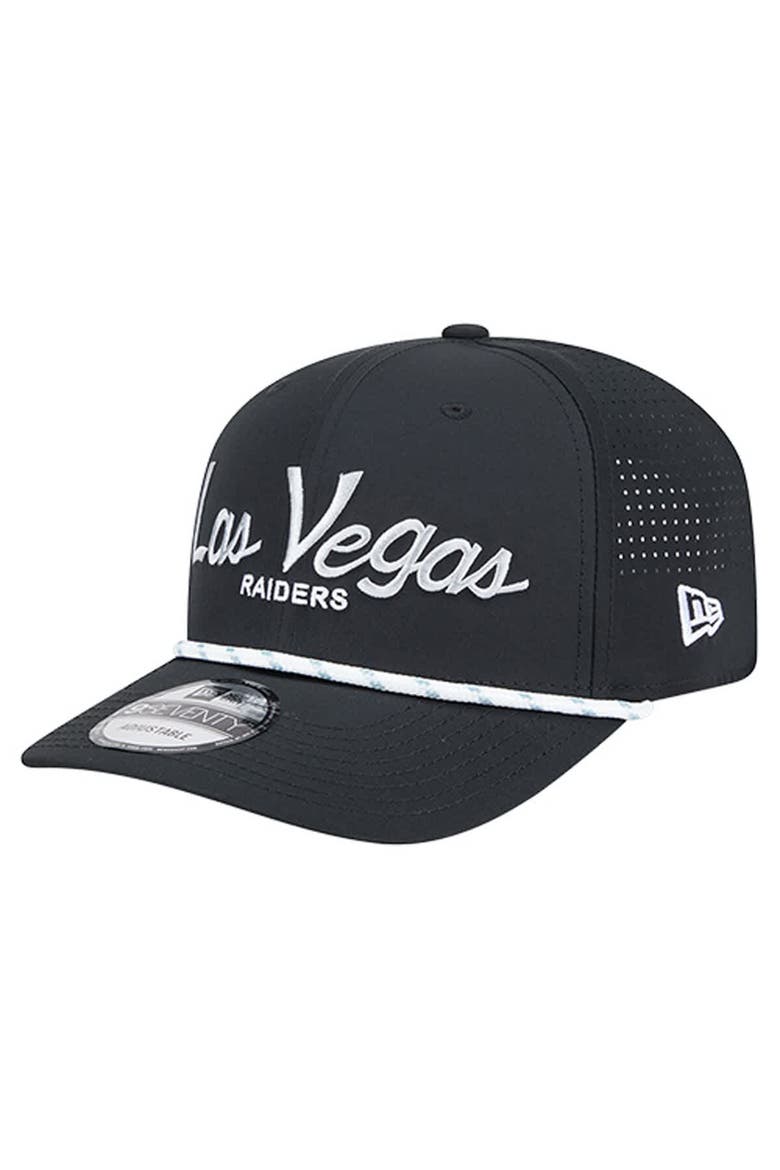 Men's New Era Black Las Vegas Raiders Script 9SEVENTY Adjustable Hat, Main, color, Black
