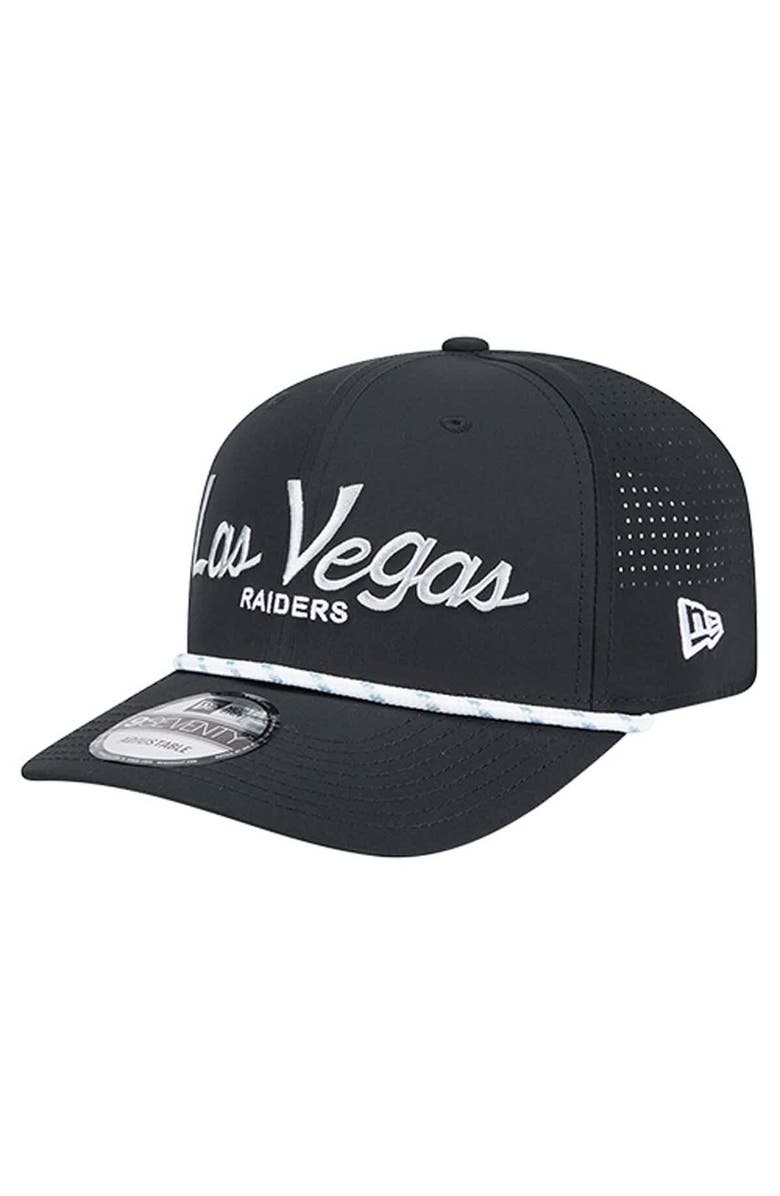 New Era Men's New Era Black Las Vegas Raiders Script 9SEVENTY Adjustable Hat, Main, color, Black