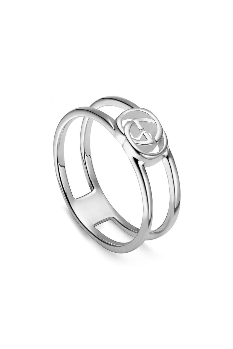 Interlocking G Silver Ring, Main, color, SILVER