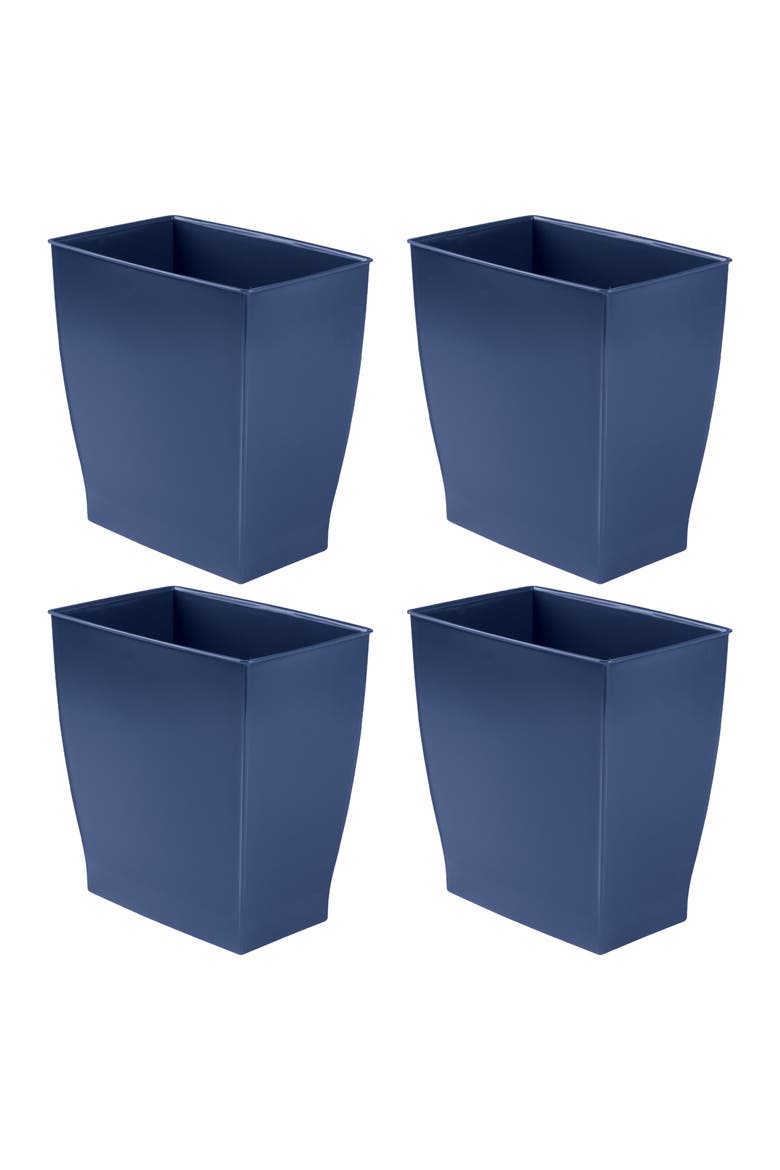 Rectangular Trash Can, 2.5 Gallon / 9.5 Liter, 4-Pack, Navy, Made in USA, Main, color, Navy