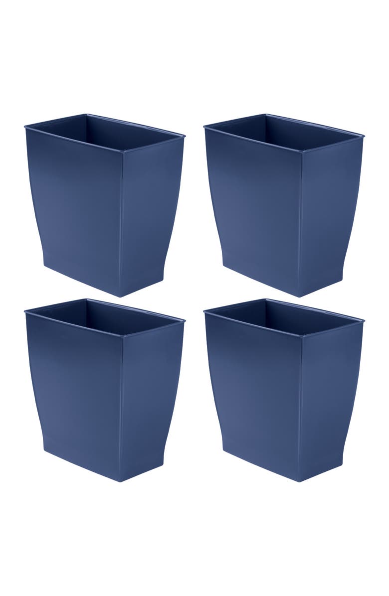 Mono Rectangular Trash Can, 2.5 Gallon / 9.5 Liter, 4-Pack, Navy, Made in USA, Main, color, Navy