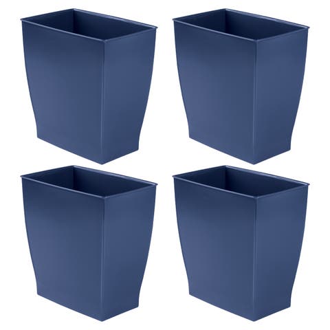 Rectangular Trash Can, 2.5 Gallon / 9.5 Liter, 4-Pack, Navy, Made in USA