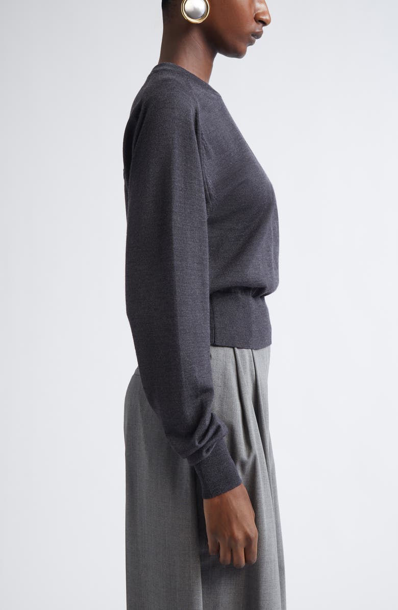 Jacquemus Le Sweater Brode Merino Wool Blend Sweater, Alternate, color, Dark Grey
