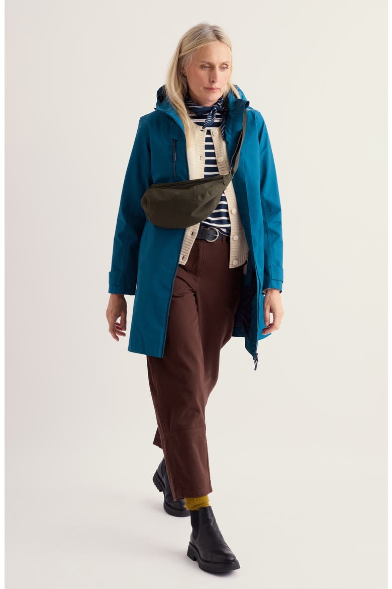 Coverack Waterproof Organic Cotton Raincoat with Removable Hood, Alternate, color, RAINCLOUD
