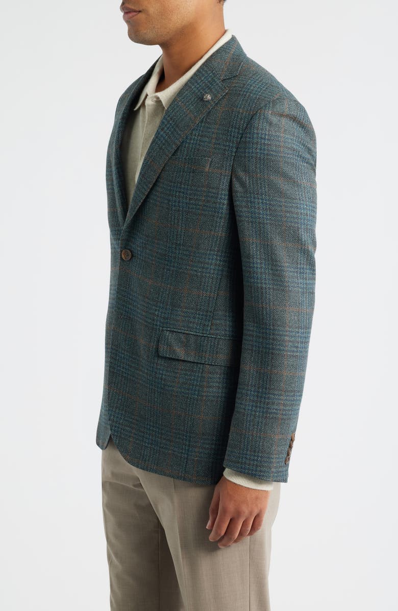 Jack Victor McAllen Green Plaid Soft Constructed Wool & Silk Sport Coat, Alternate, color, Olive